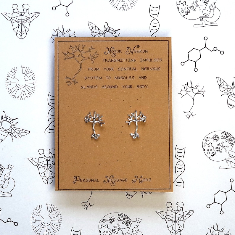 Motor Neuron Earrings with Personalised Message