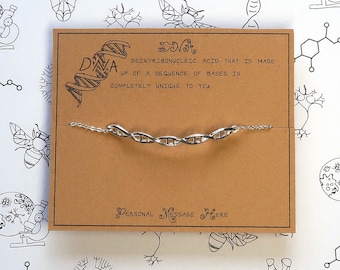 DNA Molecule Bracelet with Personalised Message