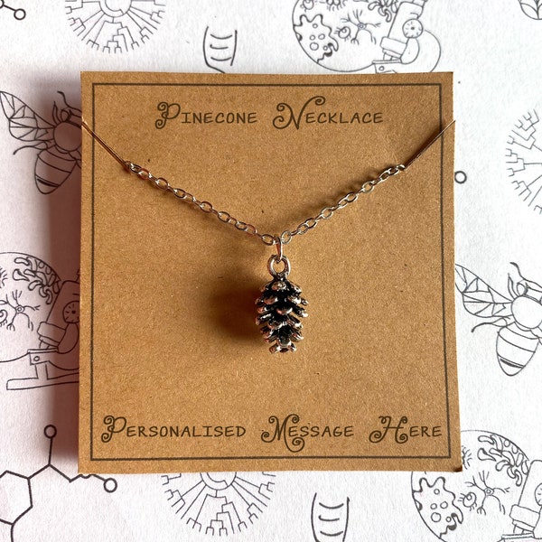 Collier pomme de pin avec message personnalisé