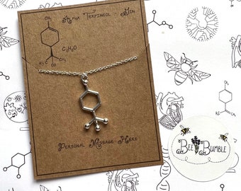 Gin, Terpineol, Molecule in Gin, Necklace with Personalised Message