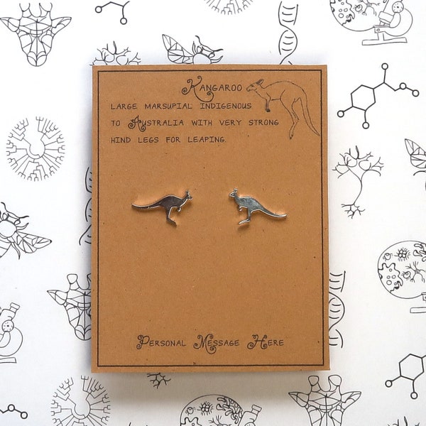 Tiny Kangaroo Earrings with Personalised Message