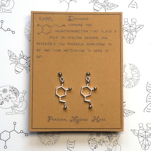 Pendientes de molécula de dopamina con mensaje personalizado