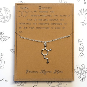 Dopamine Molecule Necklace with Personalised Message