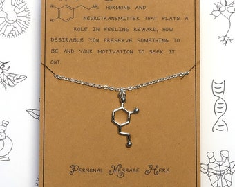 Dopamine Molecule Necklace with Personalised Message