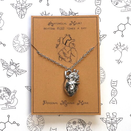 Anatomical Heart Necklace Sterling Silver Anatomical Heart - Etsy