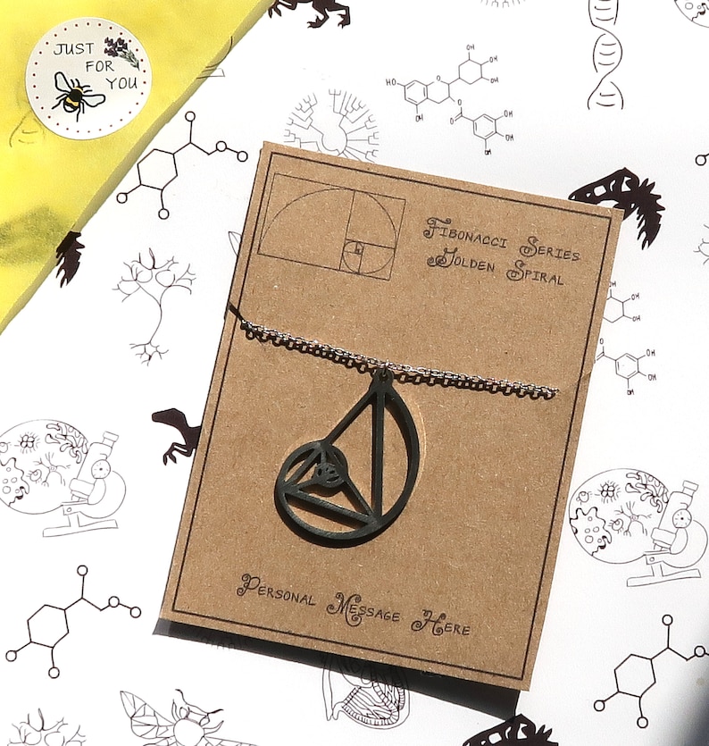 Fibonacci Series Spiral Necklace with Personalised Message