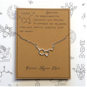 Serotonin  Molecule Necklace with Personalised Message