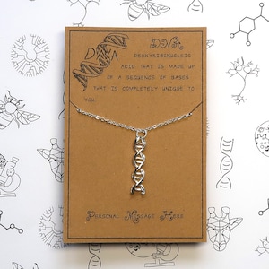 DNA molecule Necklace with Personalised Message