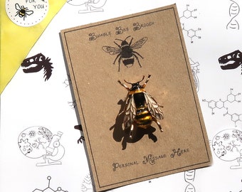 Bee Brooch with Personalised Message