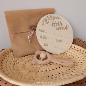 Disques d'annonce de naissance, signe rond de statistiques de nouveau-né, plaque d'étape, souvenir de photographie de bébé, annonce d'hôpital, cadeau de douche de bébé,