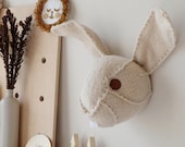 White Bunny Rabbit Wall Decor, Hanging Faux Taxidermy Head, Woodland Nursery Theme Decor, Gift for New Moms, Scandi Gender Neutral Nursery