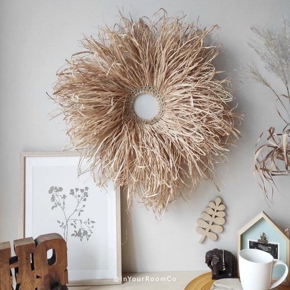 Straw Wall Hanging Boho Style Home Decor Large Round Natural