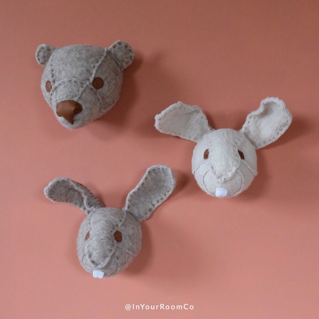 White Bunny Rabbit Wall Decor Hanging Faux Taxidermy Head - Etsy