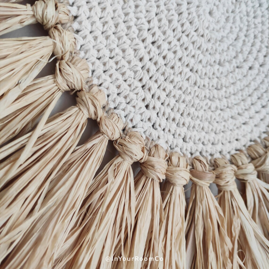 Round Raffia Hanging Wall Decor Macrame Natural Wall Hanging - Etsy