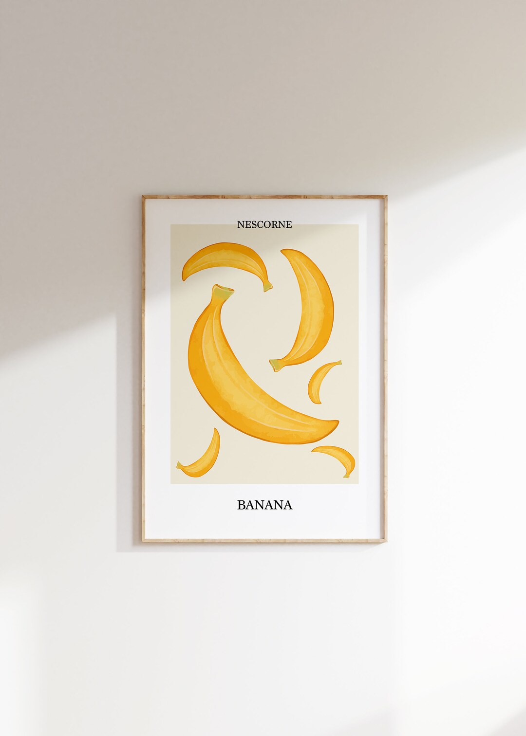 Banana Food Art, Fruit Poster, Kitchen Decor, Kitchen Wall Art, Instant