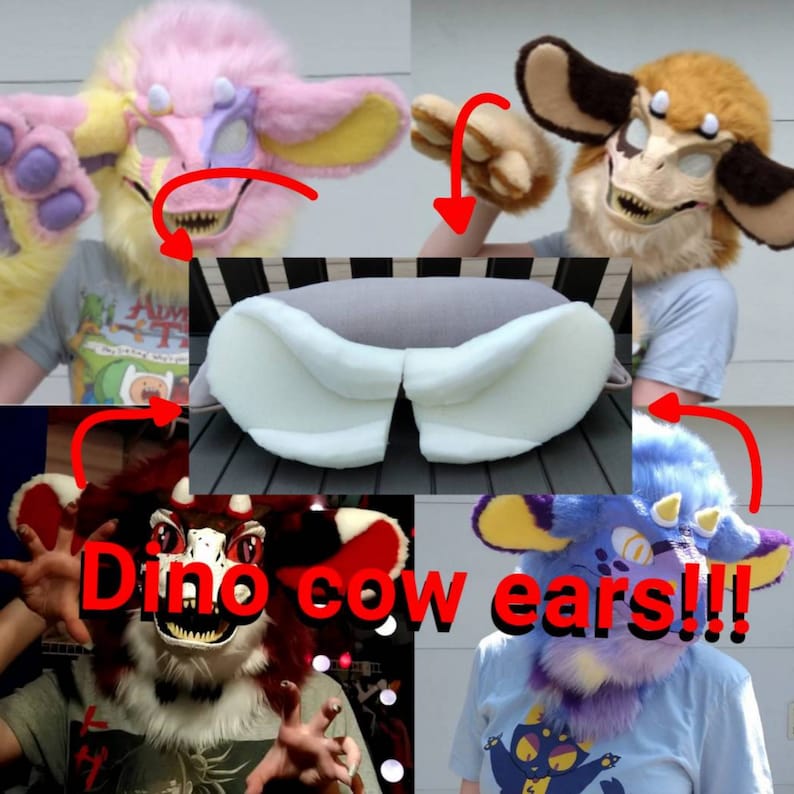 Dino Cow Fursuit Foam Ears Dinomask Etsy Canada
