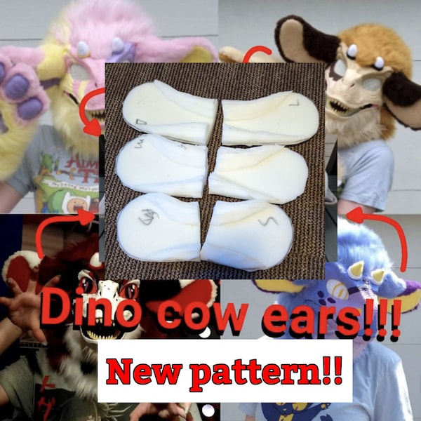 Dino cow fursuit foam ears dinomask (read description) New pattern!