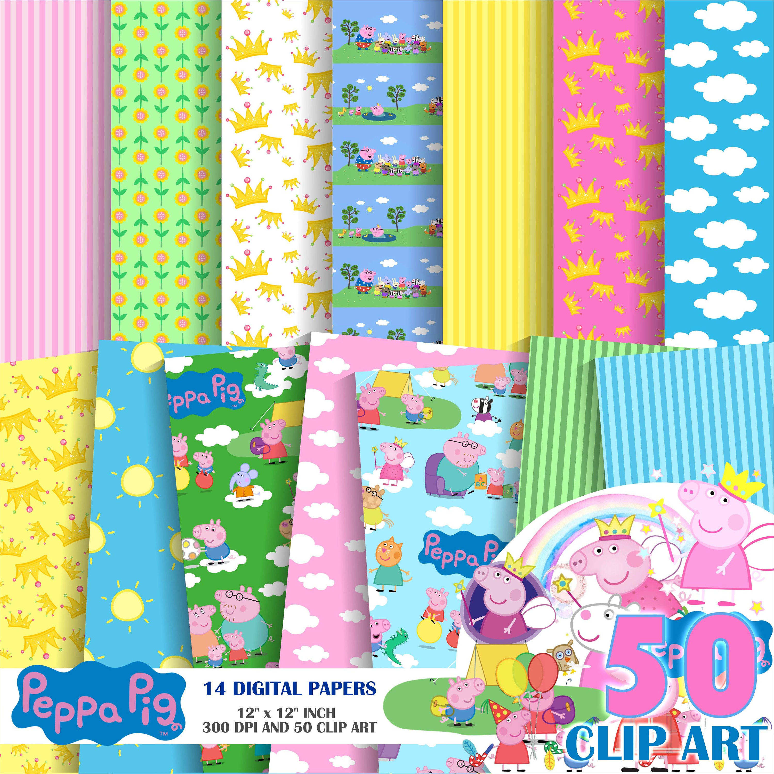 Peppa Pig Scrapbook Digital Paper Pack Craft Printable Cartoon - Etsy