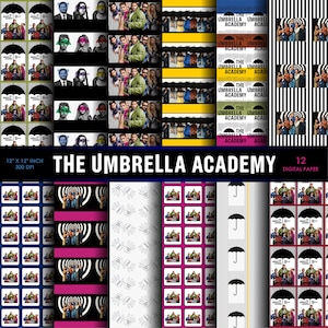 Umbrella Academy Digital Paper, Umbrella Academy printable, Canvas,  birthday decoration, digital scrapbook, Umbrella Academy Background