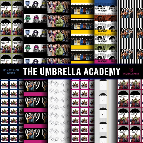 Umbrella Academy Digital Paper, Umbrella Academy printable, Canvas,  birthday decoration, digital scrapbook, Umbrella Academy Background