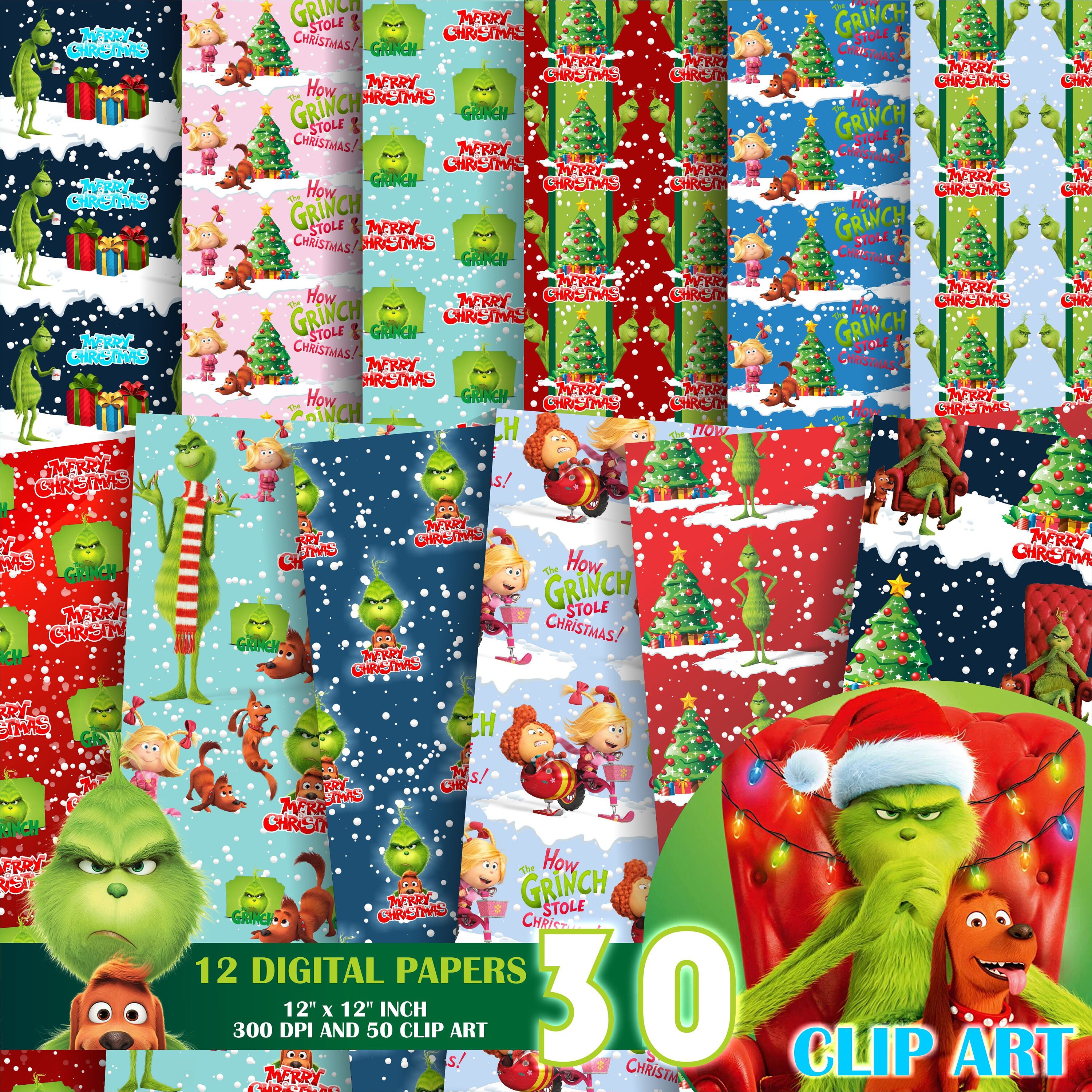 How the Grinch Stole Christmas Seamless Party Printable, Stationary,  Digital Paper, Scrapbook Paper, 8.5 X 11 Paper, Giggleboxdesignshop 