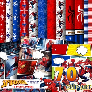 Carta digitale Spiderman, supereroi Marvel, tela Spiderman, decorazione di compleanno Spiderman, stampabile Spiderman, album, Spiderman