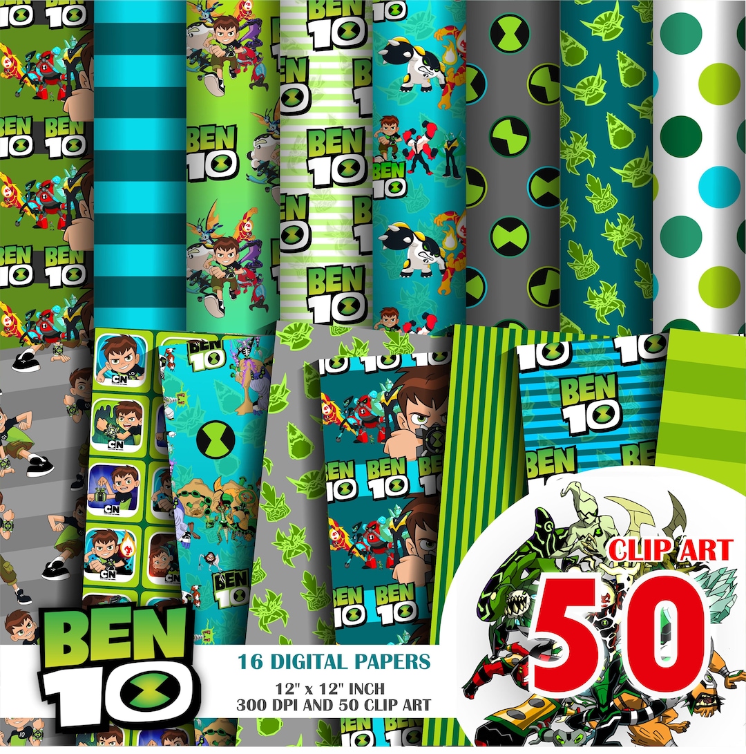 Ben 10 Digital Paper Pack: Party Decor, Clipart (digital Download) - Etsy, image size:1080x1091