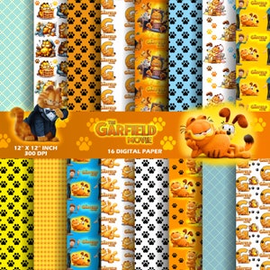 Orange Cat Digital Papers, Yellow dog, 12x12 files, 300 dpi scrapbooking, kids craft.