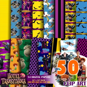 Hotel Transylvania Backgrounds, craft, scrapbook, cartoon background,digital paper pack - printable papers. - Instant download