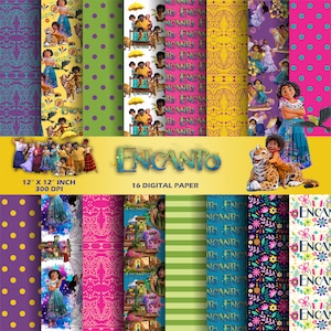 Mega Bundle Encanto, Encanto Paper Encanto Digital Paper Madrigal Bruno Juliana Download – Instant Download, scrapbook, patterns, kit papers