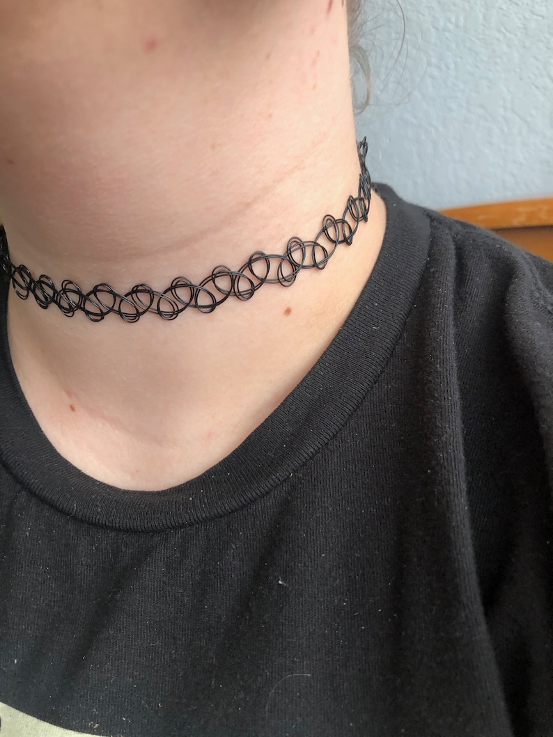Handmade tattoo choker black stretch henna choker 90's Etsy