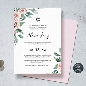Baby Girl Naming Invitations Watercolor Baby Naming Etsy