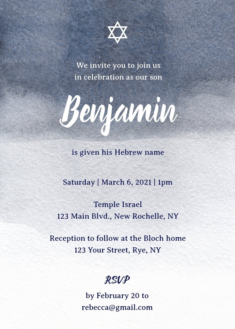 Baby Naming Invitation Hebrew Baby Naming Ceremony Etsy