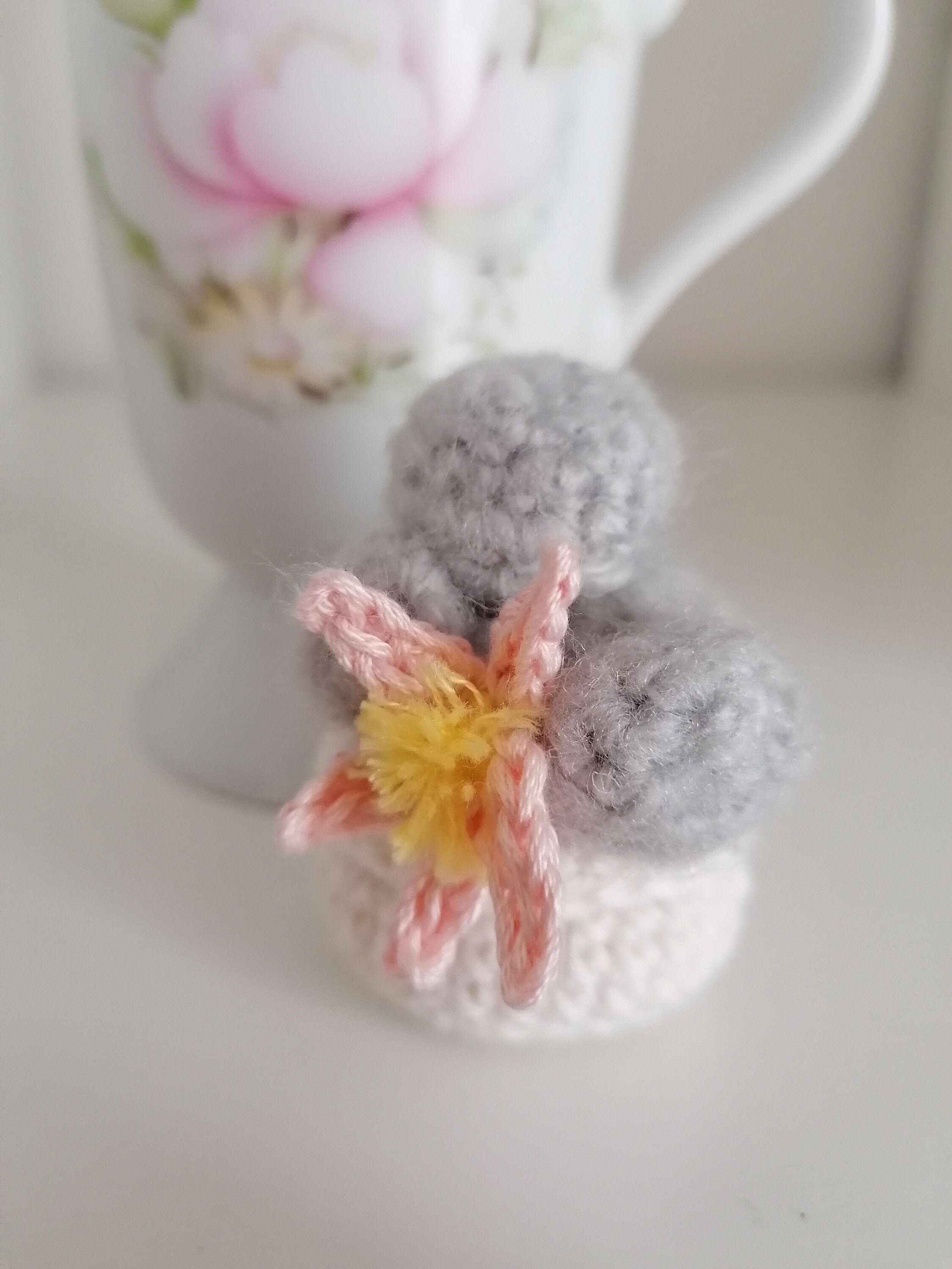Petit Cactus Laineux Au Crochet, Faux Fleur Rose