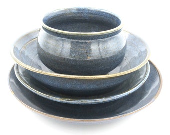 Denim Blue Bowl Ensemble, Set of Four Nesting Bowls