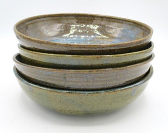 Set of Four Blue & Green Pasta Bowls