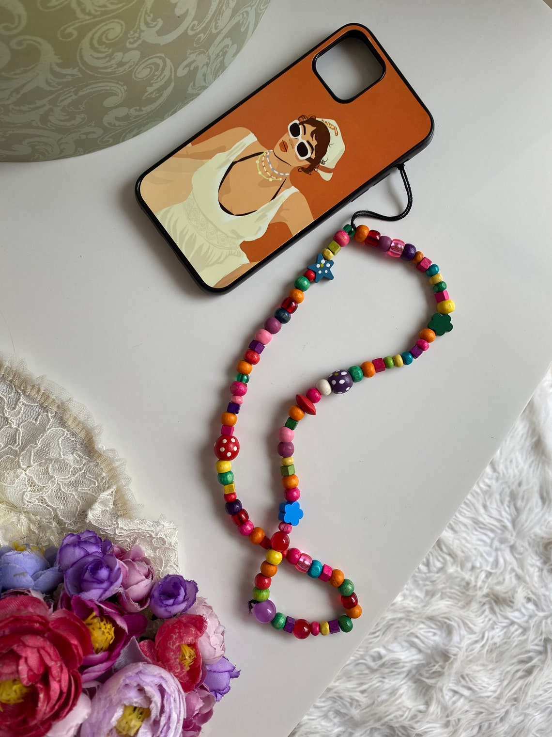 Multicolor Beaded Phone Straps Phone Beads Beaded Etsy UK