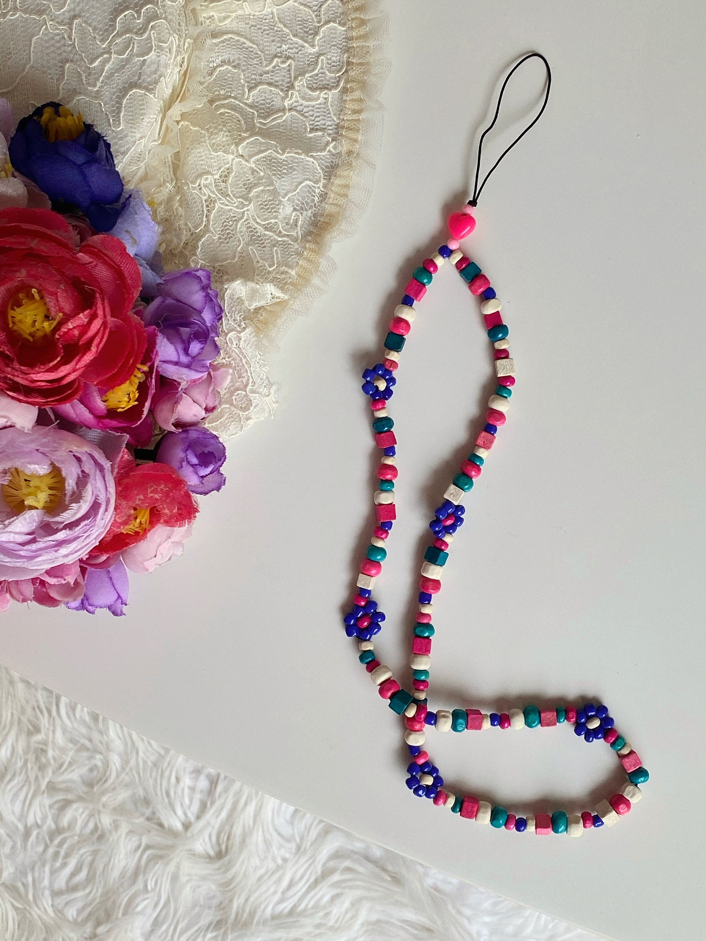 Multicolor Beaded Phone Straps Phone Beads Beaded Etsy UK