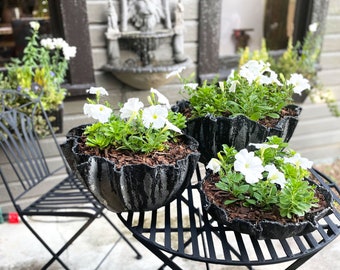 Outdoor Pots Set, Concrete and Resin Outdoor Flower Pots, Original set of three Long Lasting Care Free Pots