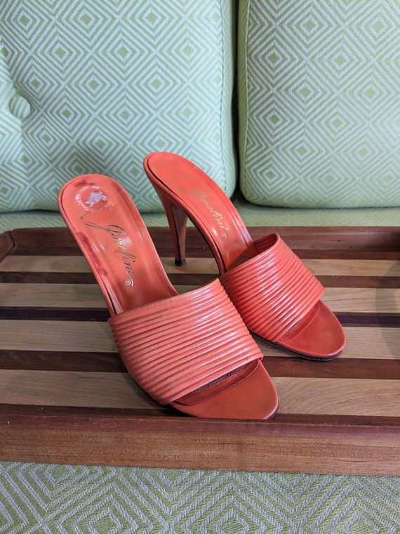 Vintage Garolini Orange Leather Heels / Size US 5… - image 2