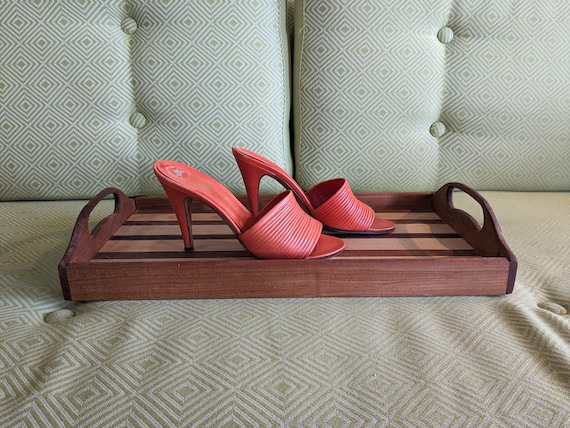 Vintage Garolini Orange Leather Heels / Size US 5… - image 1