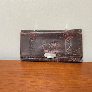 Cartera de piel con diseño de mariposa antigua / Accesorios vintage / Envío gratuito a EE. UU.