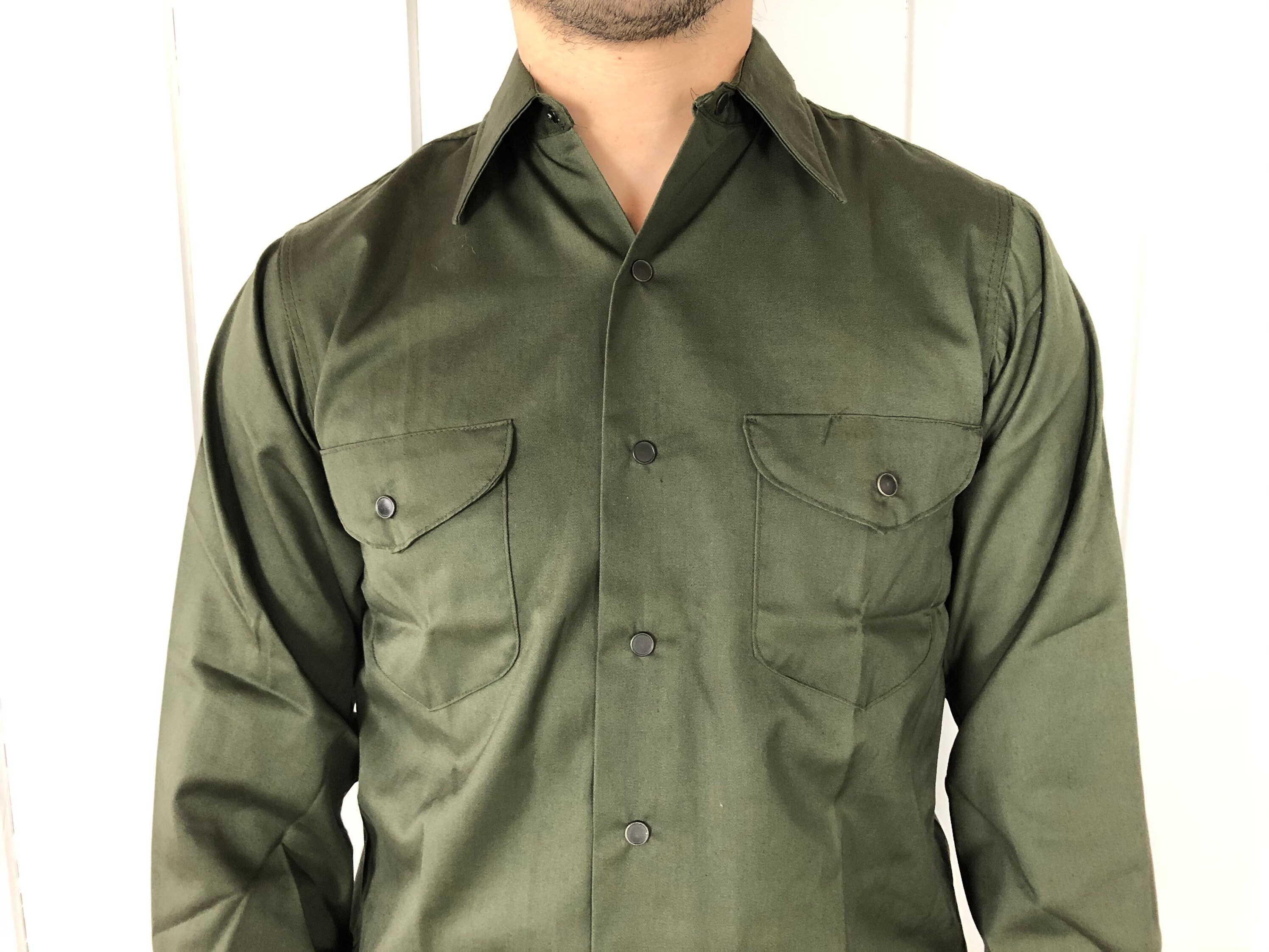Vintage Oshkosh Green Twill Work Shirt / 1960's Deadstock - Etsy