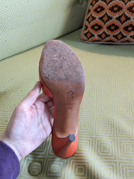 Vintage Garolini Orange Leather Heels / Size US 5… - image 9