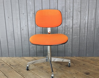 Vintage Steelcase Orange Rolling and Swiveling Office Chair / Free US Shipping