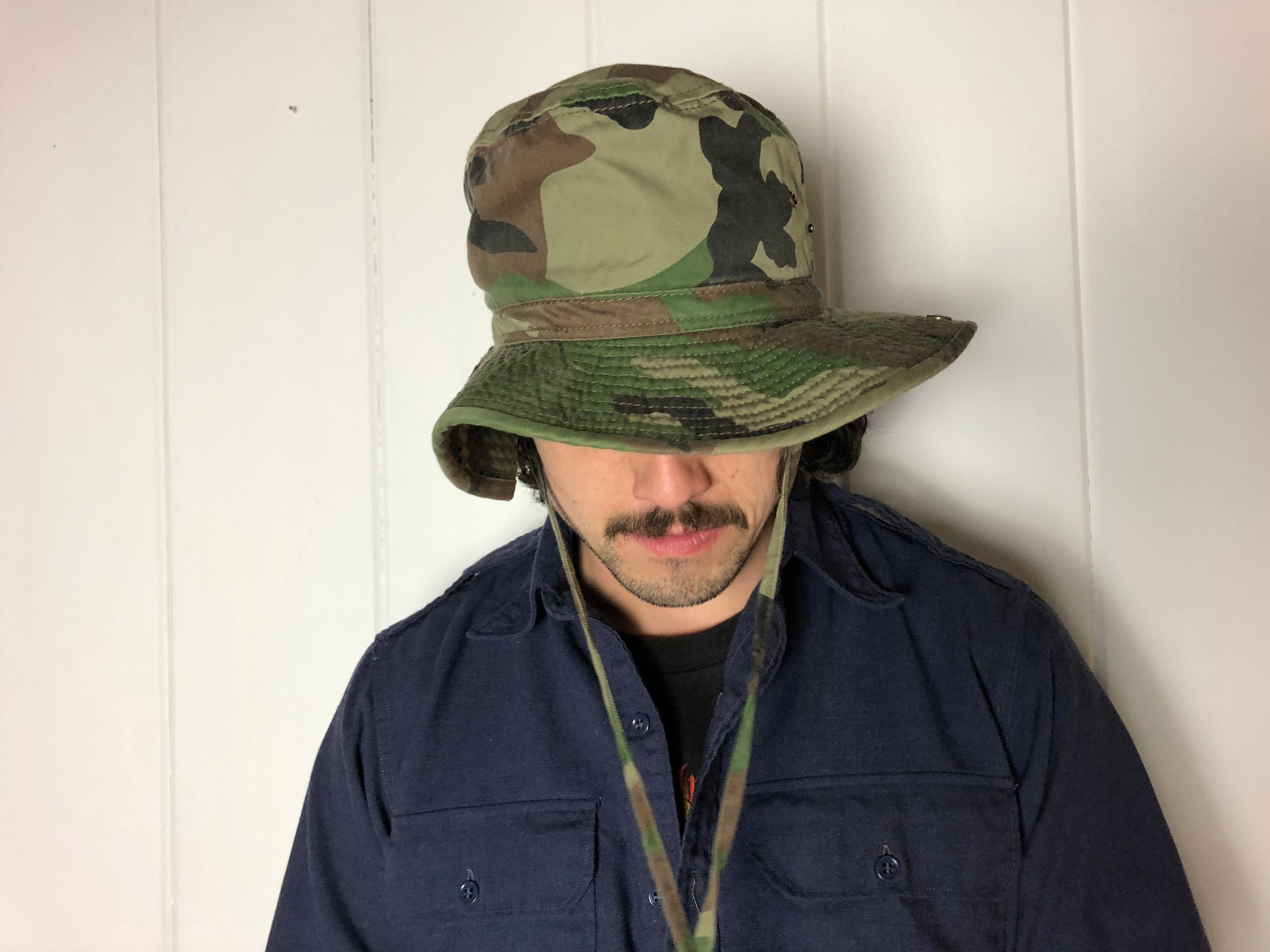 Vintage Camouflage Bucket Hat / Hunting and Fishing Hat / One Size Fits Most / Shipping