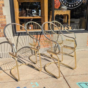 Vintage Mid Century Gastone Rinaldi Style Gold Tone Chairs / Set of Four / Italian Chairs / Free US Shipping