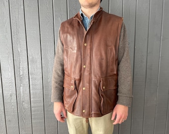 ORVIS Sporting Traditions Munitions Vest Brown Soft Leather