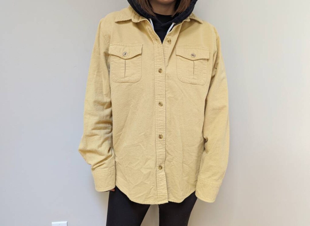 Vintage L.L. Bean Mustard Yellow Flannel Button Down Shirt / Large
