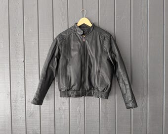 Vintage Hein Gericke Black Leather Motorcycle Jacket / Woman's Small/Medium / Free US Shipping
